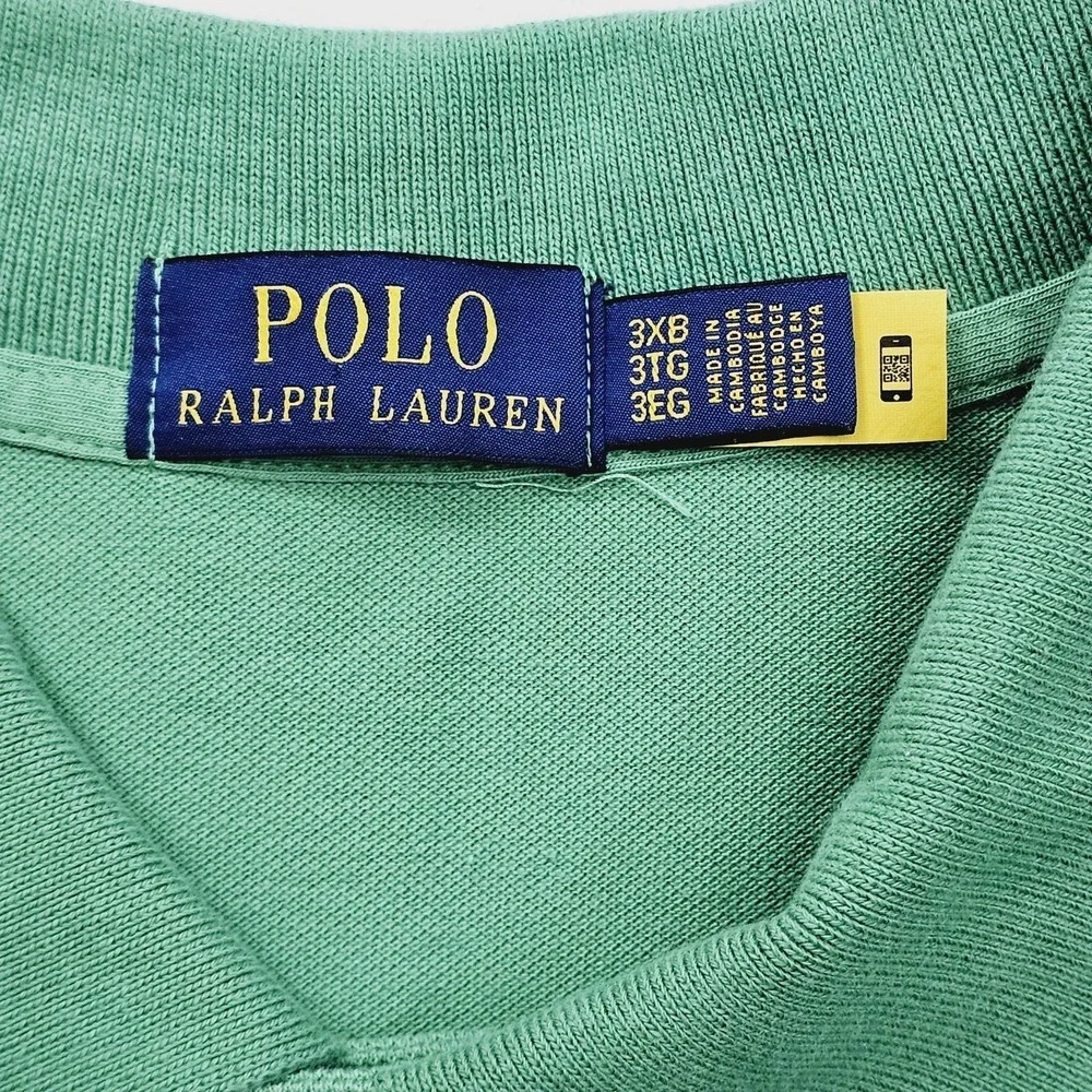 Polo‎ Ralph Lauren Polo Shirt Mens 3XB Green Blue Pony Logo Cotton Pique Preppy